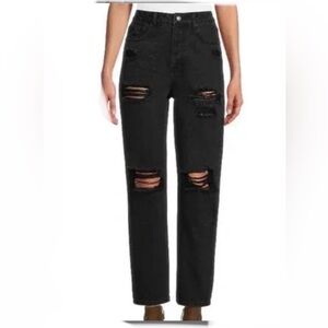 NOBO High Rise Waist Straight Relaxed Fit Distressed Jeans👖Junior’s Sz 17